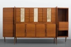 Monumental Wooden Cabinet With Parchment Panels By Gio Ponti, Italy