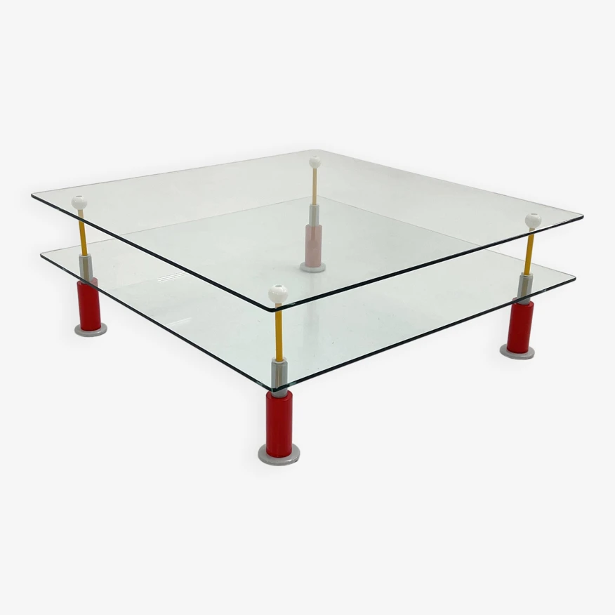 Postmodern Glass Coffee Table With Floating Pane, 1980s 5 Postmodern Glass Coffee Table With Floating Pane, 1980s - Image 5