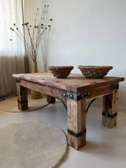 Rectangular Coffee Table In Solid Acacia And Fittings -Bookcases Sales d26f598b cf90 4995 9039 48150c483ab3