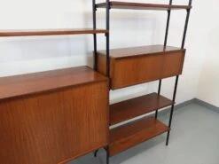 Vintage Modular Italian Double Shelf Bookcase In Teak And Metal From The 60s -Bookcases Sales d4a3bcfb b91a 4576 bbd4 0da320a0ce89
