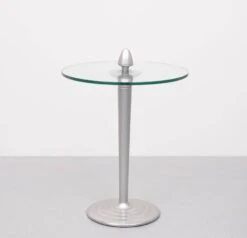 Post Modern Round Glass Side Table 1980s