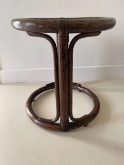 Rattan And Smoked Glass Side Table