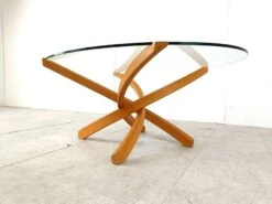 Beech Wooden Coffee Table By Maison Regain, 1980s