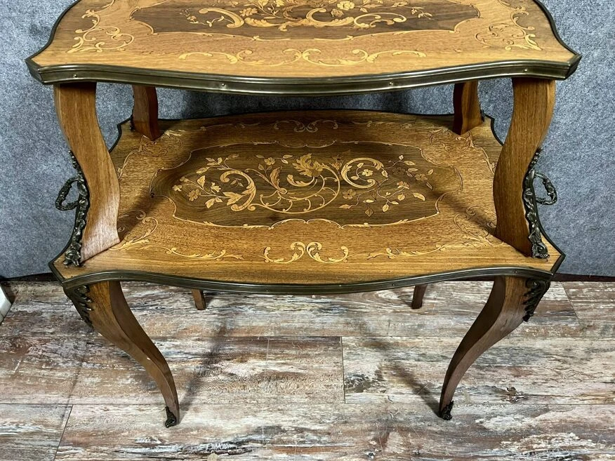 Superb Tea Table With Double Top In Marquetry, Napoleon III Period 7 Superb Tea Table With Double Top In Marquetry, Napoleon III Period - Image 7