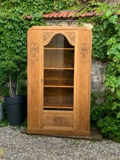 Parisian Art Deco Glass Cabinet In Raw Wood 1930 -Bookcases Sales db22d504 11a0 4a13 827c 26f21a76944a