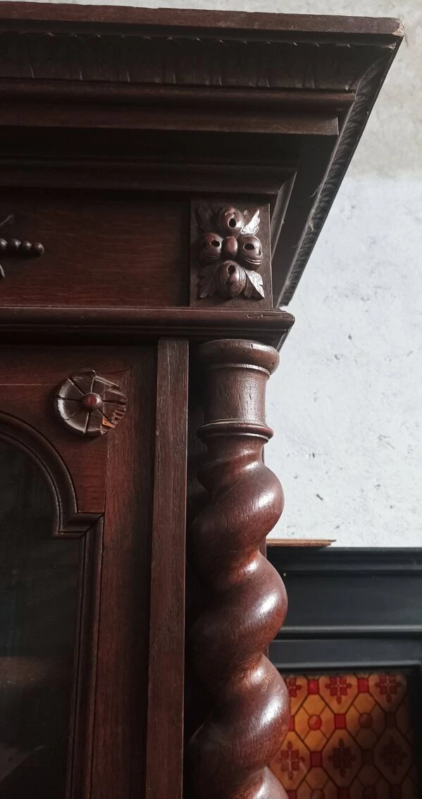 Large Louis XIII Bookcase In Solid Oak 2 Large Louis XIII Bookcase In Solid Oak - Image 2