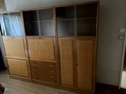 Bookcase In Oak And Rattan House Redureau 3 Modules -Bookcases Sales e25414f9 ebd0 48e4 897e a991d43caea3