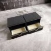 SET OF 2 VINTAGE BLACK BEDSIDE TABLES / MINI CABINETS