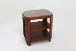 French Art Deco Side Table In Wood With Inlay And Red Marble Top, Ca. 1940 -Bookcases Sales eb8b6fc3 fead 4be1 9e22 17baf8bace8a