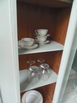 Vintage Display Cabinet Sublimated In Verdigris, 2 Doors With Beveled And Cut Windows, Wooden Top. -Bookcases Sales eba4b6e1 3fcd 48be a57b 238110b641ff