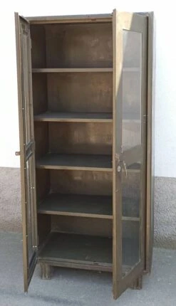 Old Green Glazed Metal Cabinet -Bookcases Sales ebb764f0 8226 4fd4 aef5 6b5168d4fadc