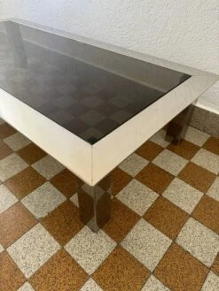Rectangular Coffee Table In Chrome Steel And Smoked Glass From The 70s -Bookcases Sales edf1ee71 ce85 4561 b676 a689f0b900b9