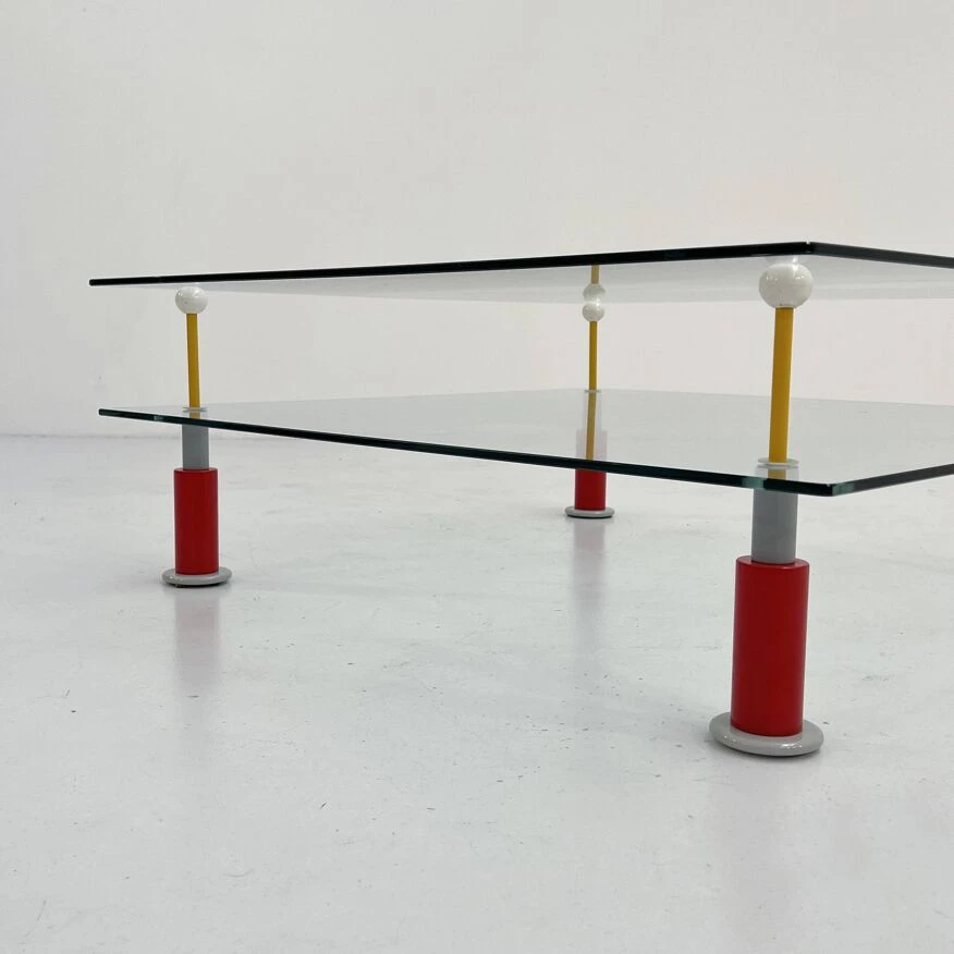 Postmodern Glass Coffee Table With Floating Pane, 1980s 4 Postmodern Glass Coffee Table With Floating Pane, 1980s - Image 4