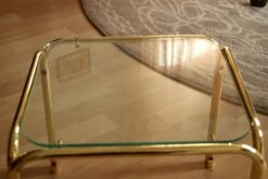Small Brass And Glass Side Table, Ideal As A Plant Stand, Vintage From The 70s -Bookcases Sales ef55ef79 30e9 4bac b8b7 3fb1d0f7390f