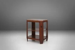 French Art Deco Side Table In Wood With Inlay And Red Marble Top, Ca. 1940 -Bookcases Sales f1f1f98f f681 4fba bdfc 1f8f69d44592