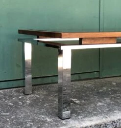 Vintage Rectangular Coffee Table 1970 Chrome, Wood & Smoked Glass -Bookcases Sales f2183955 818f 4907 9cde 7c85ed3c1931