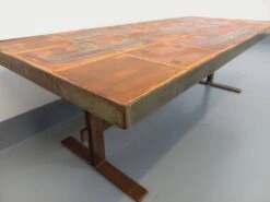 Vintage Roche-Bobois Style Coffee Table In Steel And Ceramic From The 70s