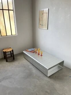 80s Brushed Metal Coffee Table -Bookcases Sales f58c5512 a10f 4295 8025 033964442c81