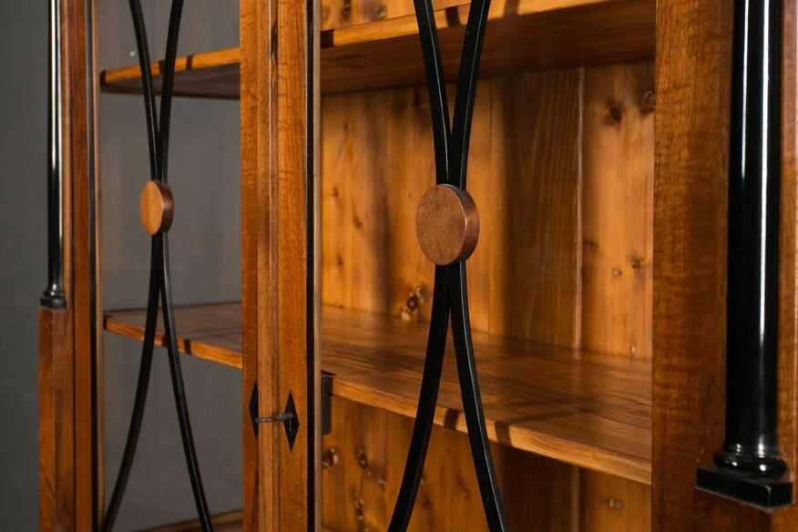 Biedermeier Display Cabinet, Walnut Wood, Germany, 19th Century 1 Biedermeier Display Cabinet, Walnut Wood, Germany, 19th Century